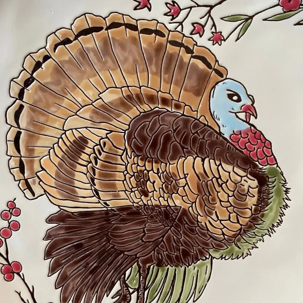 Spectrum Designz Thanksgiving Turkey Dinner Plates 11in Set of 4 New